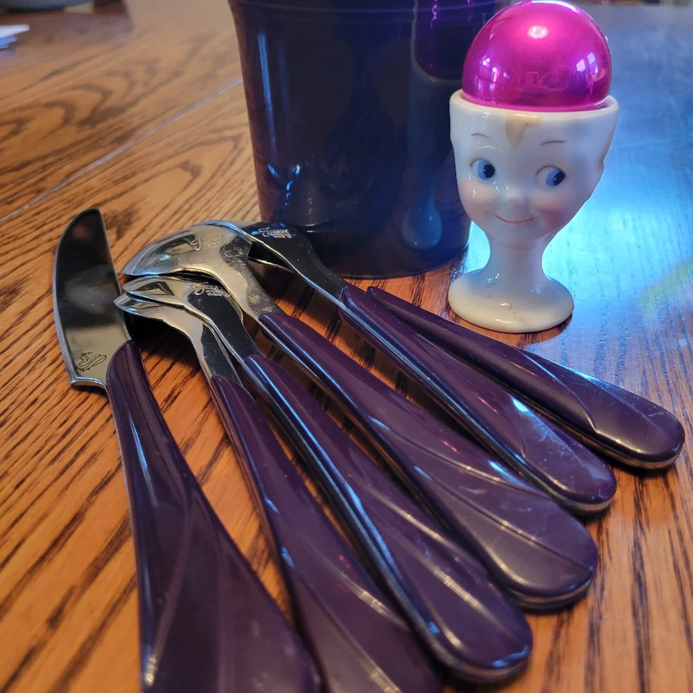 Fiesta Plum Purple Swirl Flatware & Mug ~ Retired Items & Color